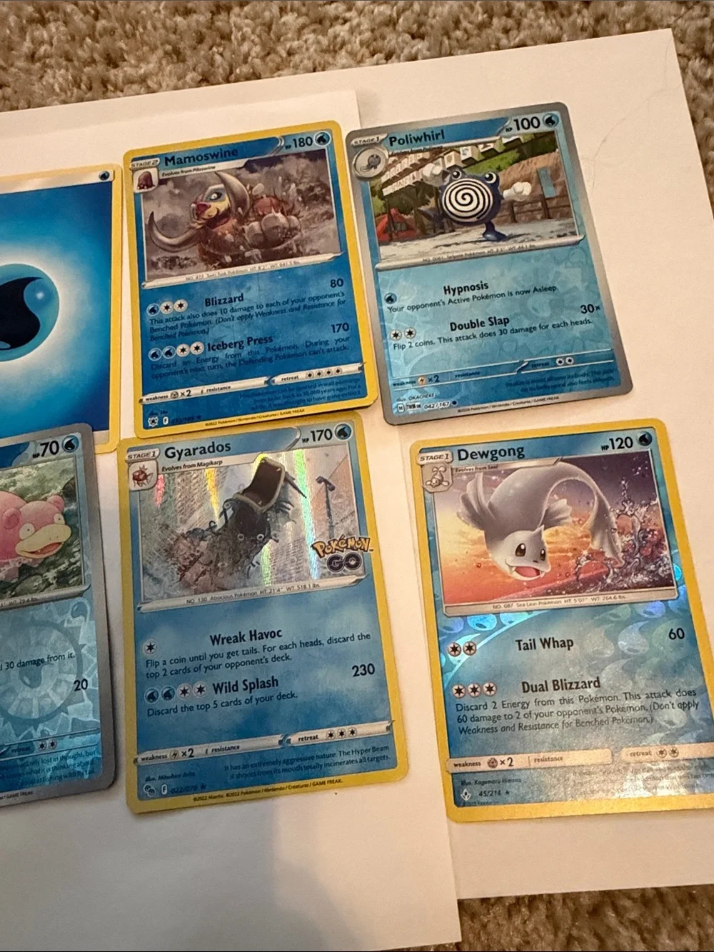 10 Water Pokemon Trading Cards - vintage, holo, reverse, rare